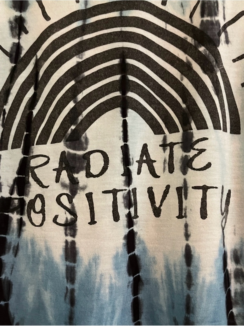 Radiate Positivity Tie-Dye Crop Short Sleeve Tee - Blue/Black Size Medium - Picture 3 of 4
